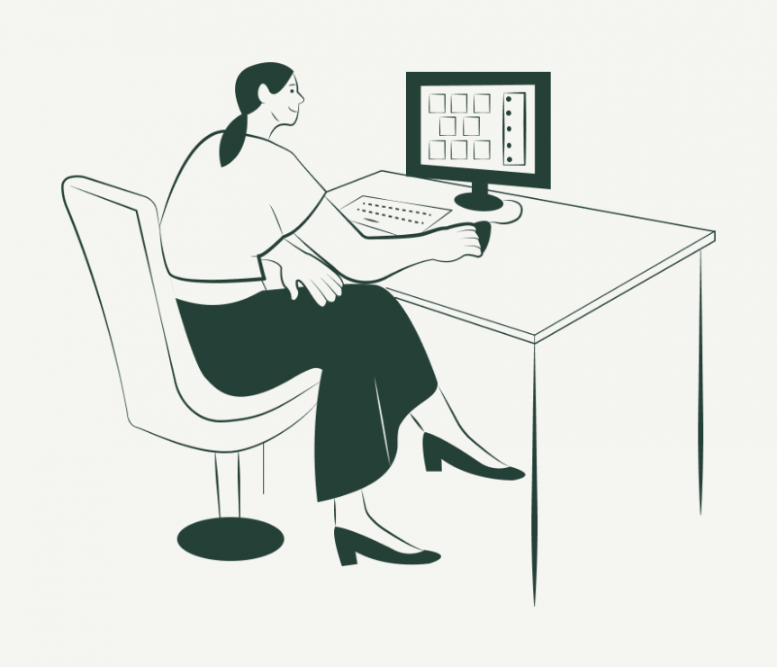 Ilustración persona usando ordenador